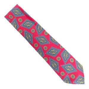 Rooster Men Necktie Geometric Color Red Blue Green Size 58x3.5 - NWOT